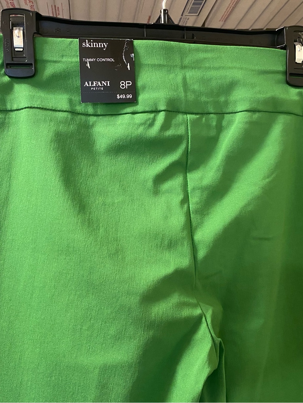 NEW Alfani Petite Palm Leaf Green Skinny Tummy Control Pants Size 8P - Picture 6 of 9